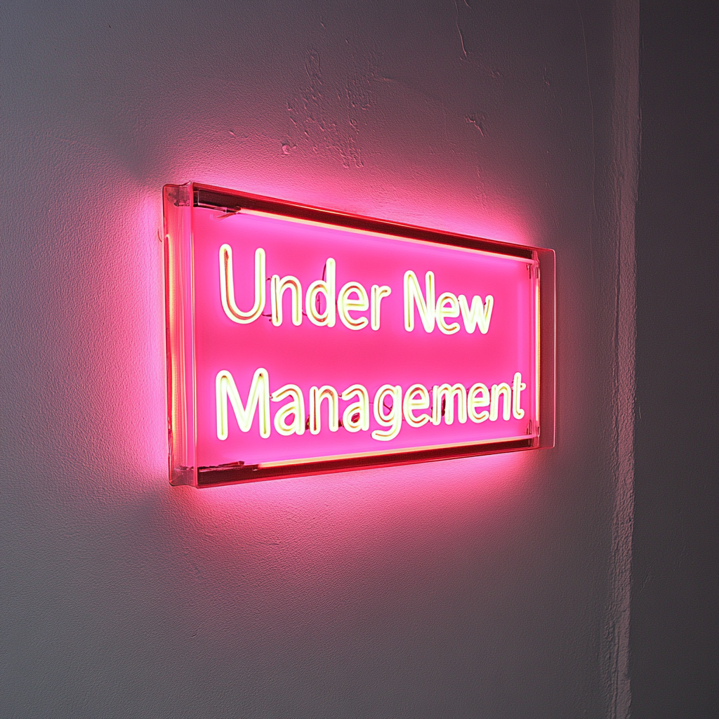 Under New Management - Pink Neon Sign, 18 Inches