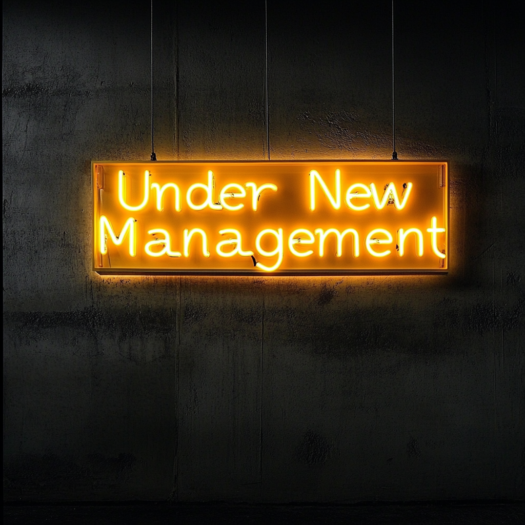 Under New Management - Yellow Neon Sign, 24 Inches