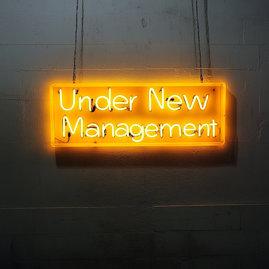 Under New Management - Yellow Neon Sign, 24 Inches