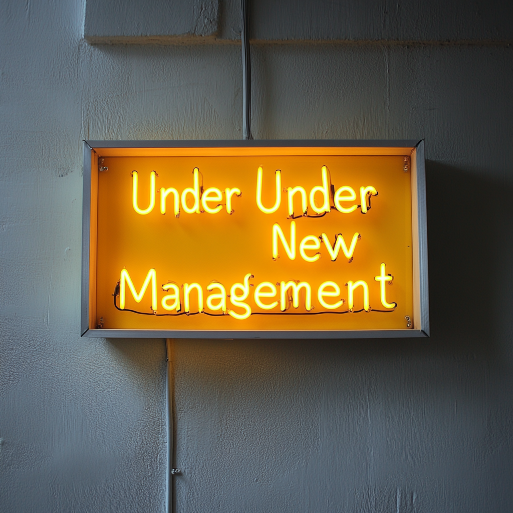Under New Management - Yellow Neon Sign, 18 Inches