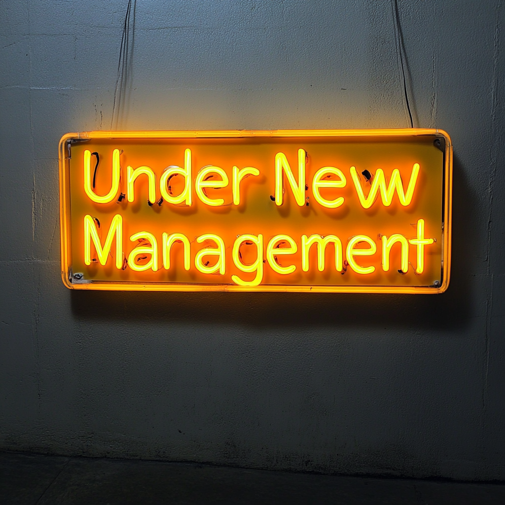 Under New Management - Yellow Neon Sign, 18 Inches