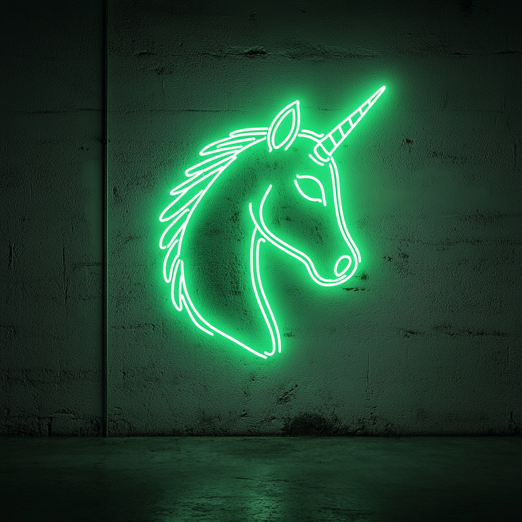 Unicorn Head - Green Neon Sign, 18 Inches