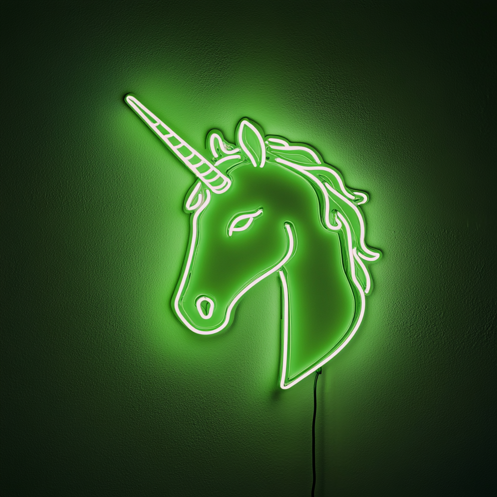 Unicorn Head - Green Neon Sign, 24 Inches