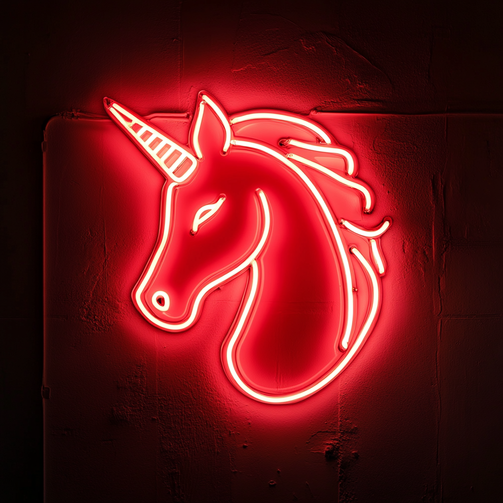 Unicorn Head - Red Neon Sign, 24 Inches