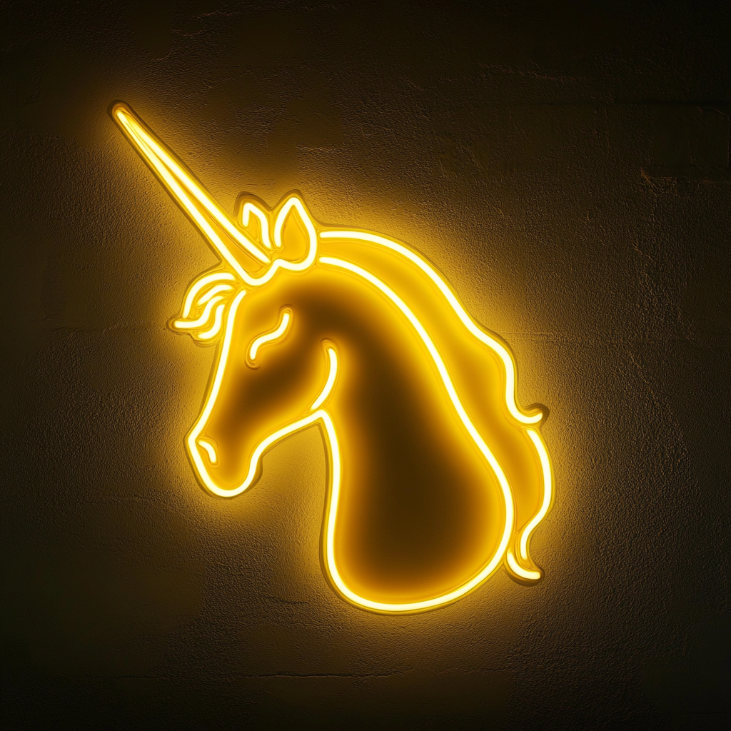 Unicorn Head - Yellow Neon Sign, 18 Inches