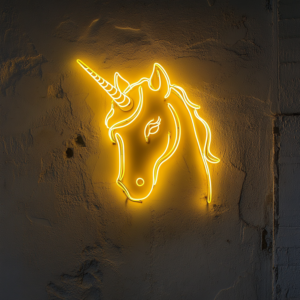 Unicorn Head - Yellow Neon Sign, 24 Inches