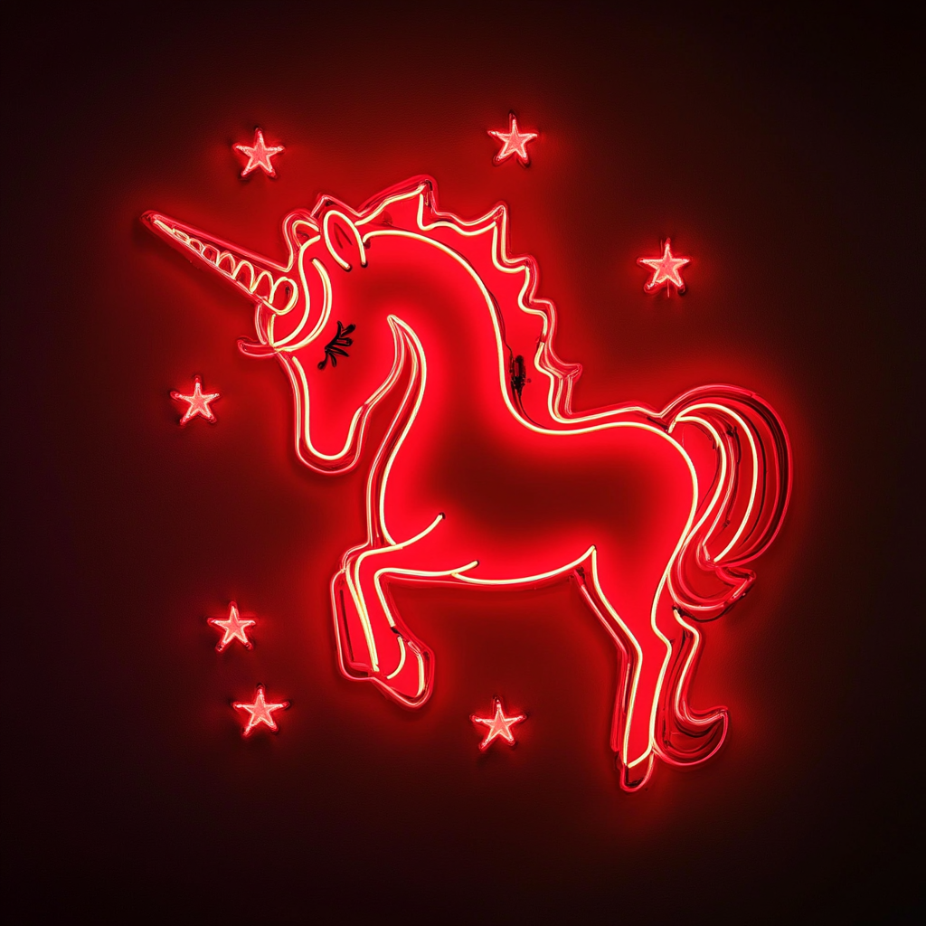 Unicorn with Stars - Red Neon Sign, 24 Inches
