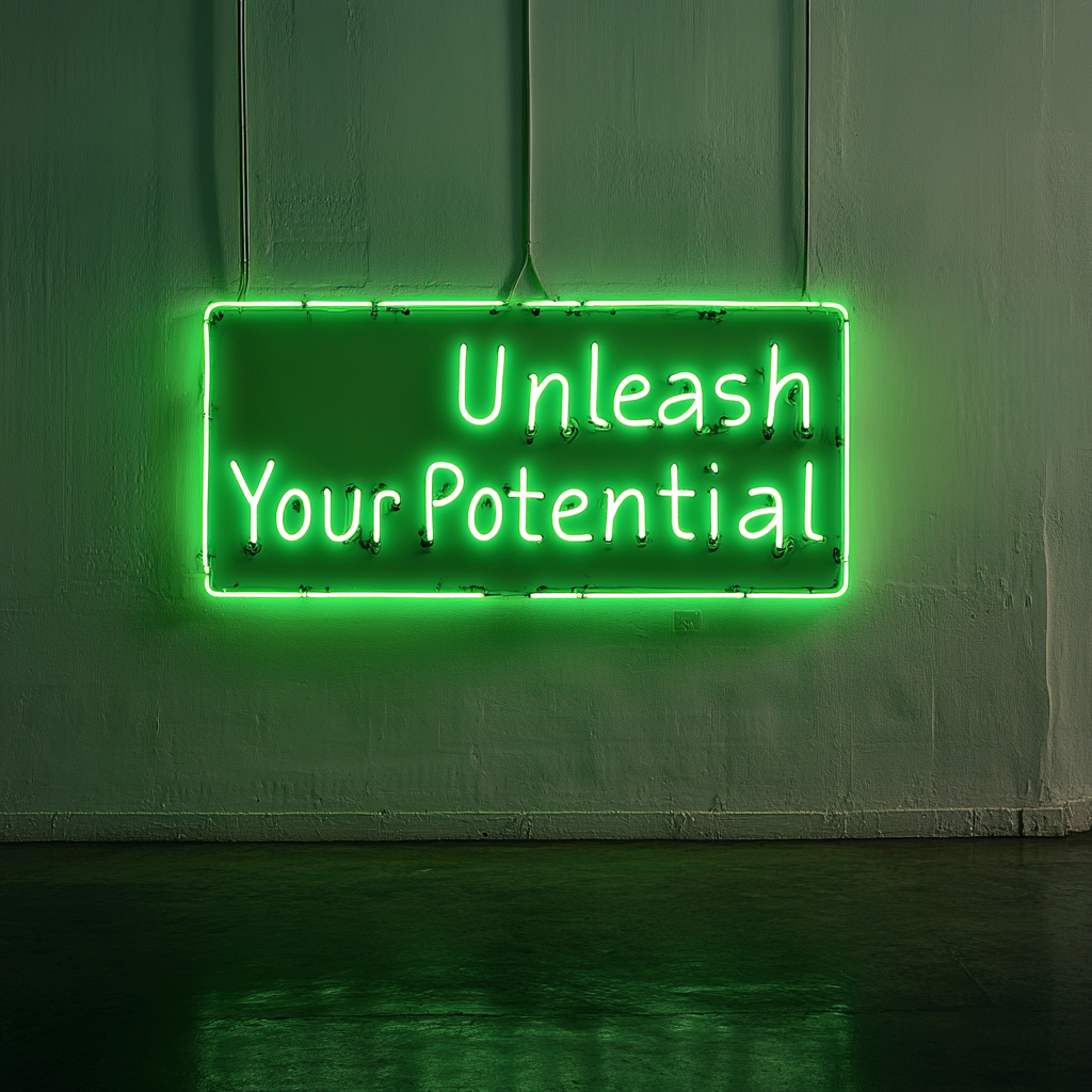 "Unleash Your Potential" - Green Neon Sign, 18 Inches