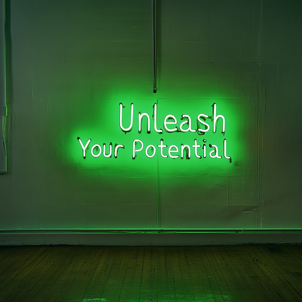 "Unleash Your Potential" - Green Neon Sign, 18 Inches