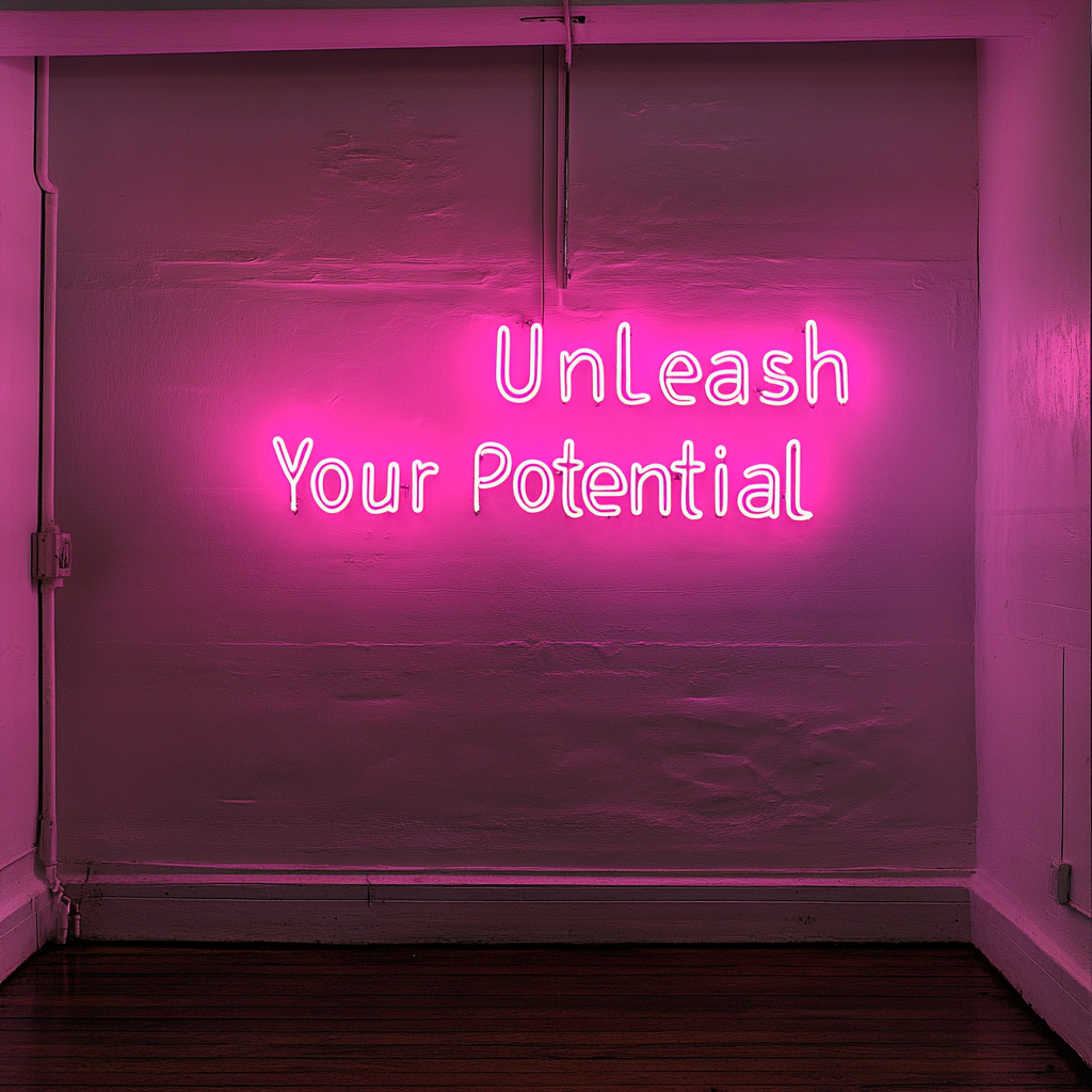 "Unleash Your Potential" - Pink Neon Sign, 18 Inches