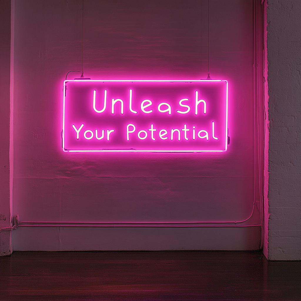 "Unleash Your Potential" - Pink Neon Sign, 18 Inches