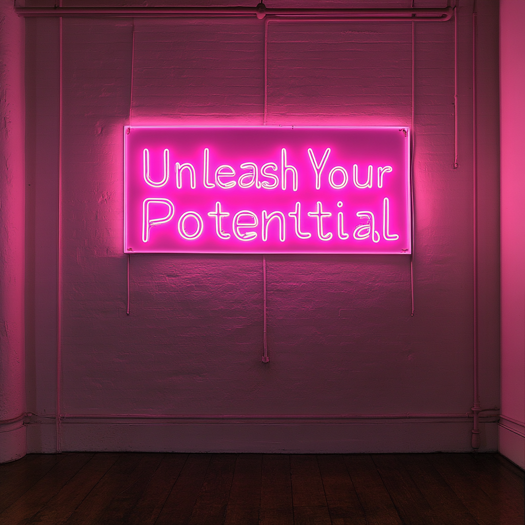 "Unleash Your Potential" - Pink Neon Sign, 18 Inches