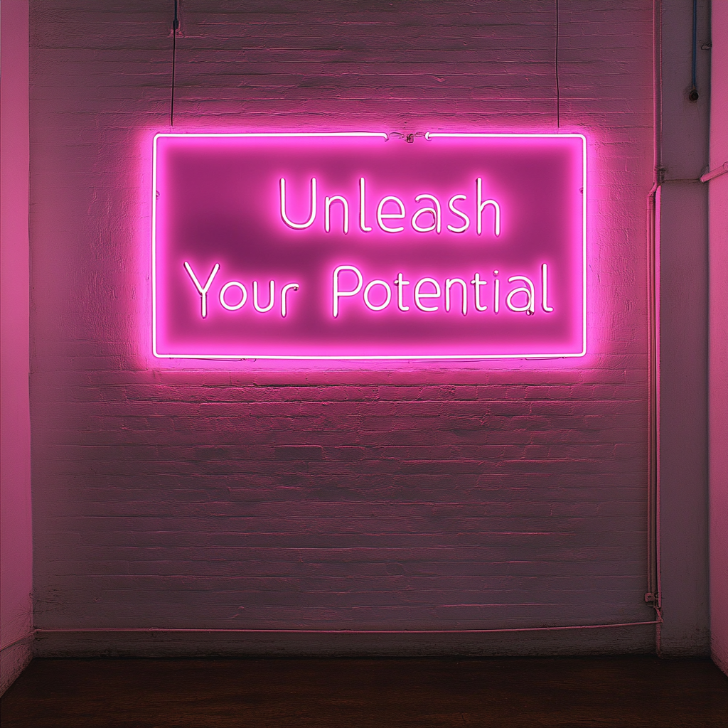 "Unleash Your Potential" - Pink Neon Sign, 18 Inches