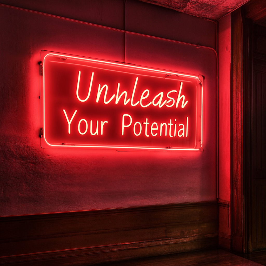 "Unleash Your Potential" - Red Neon Sign, 18 Inches