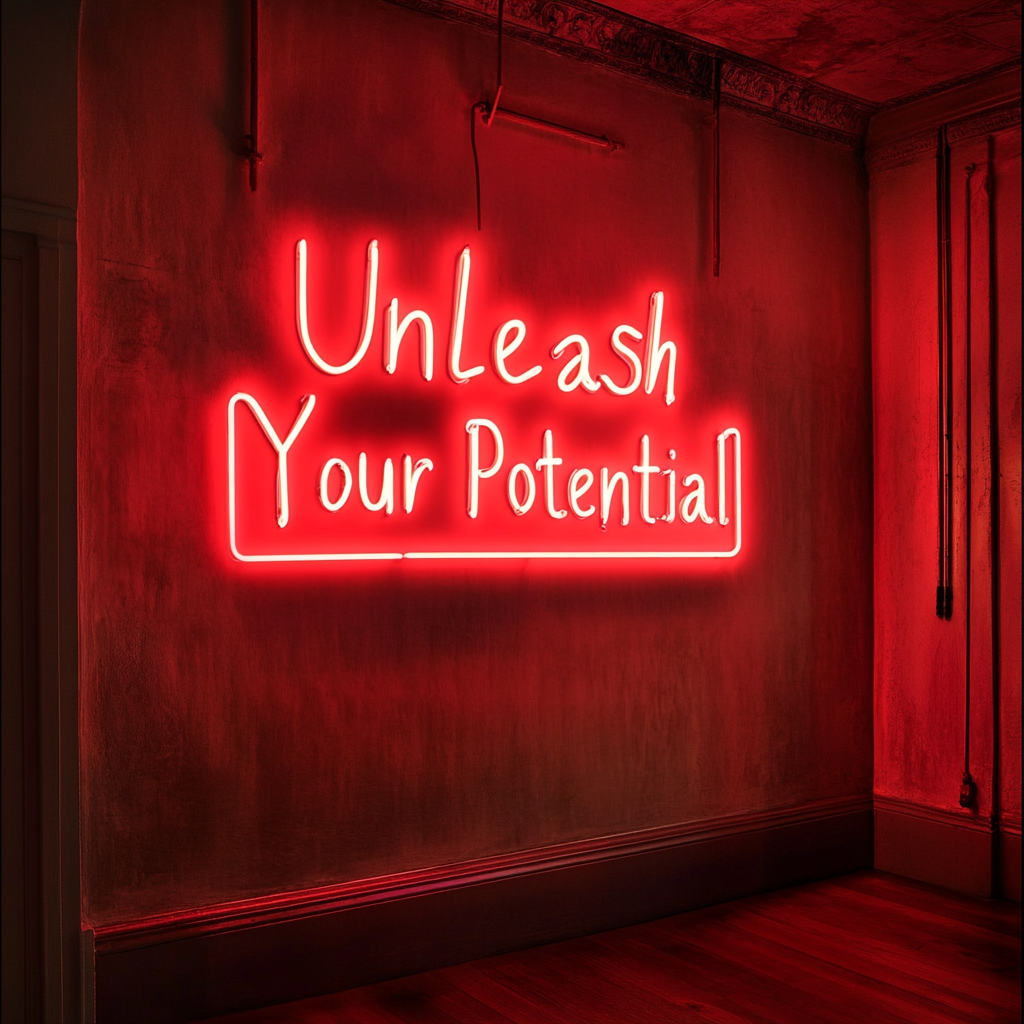 "Unleash Your Potential" - Red Neon Sign, 18 Inches