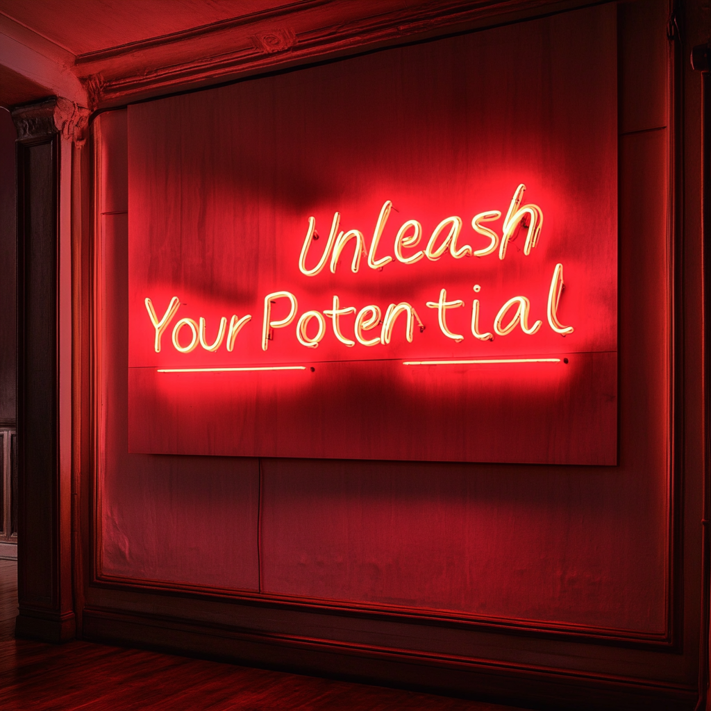 "Unleash Your Potential" - Red Neon Sign, 18 Inches