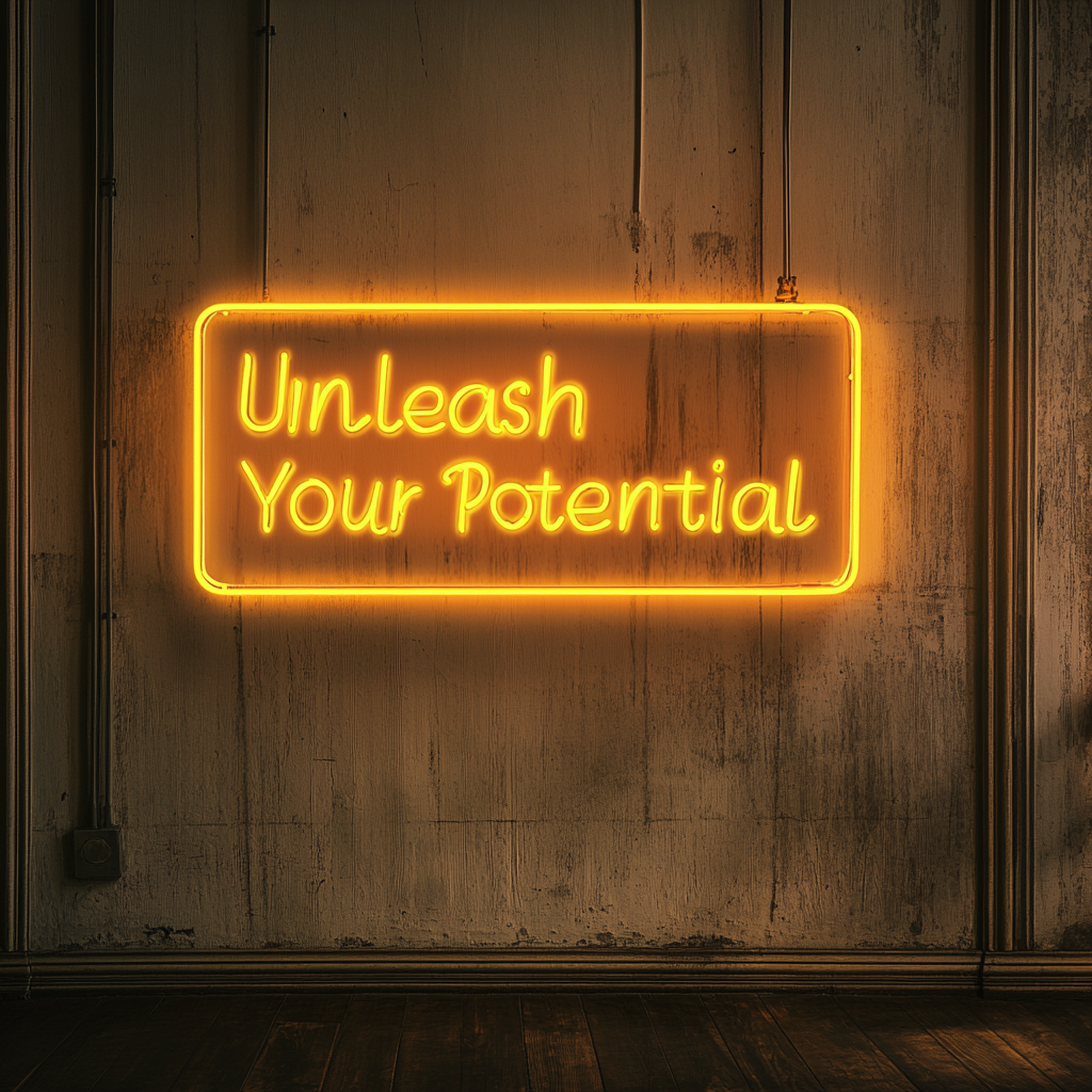 "Unleash Your Potential" - Yellow Neon Sign, 18 Inches