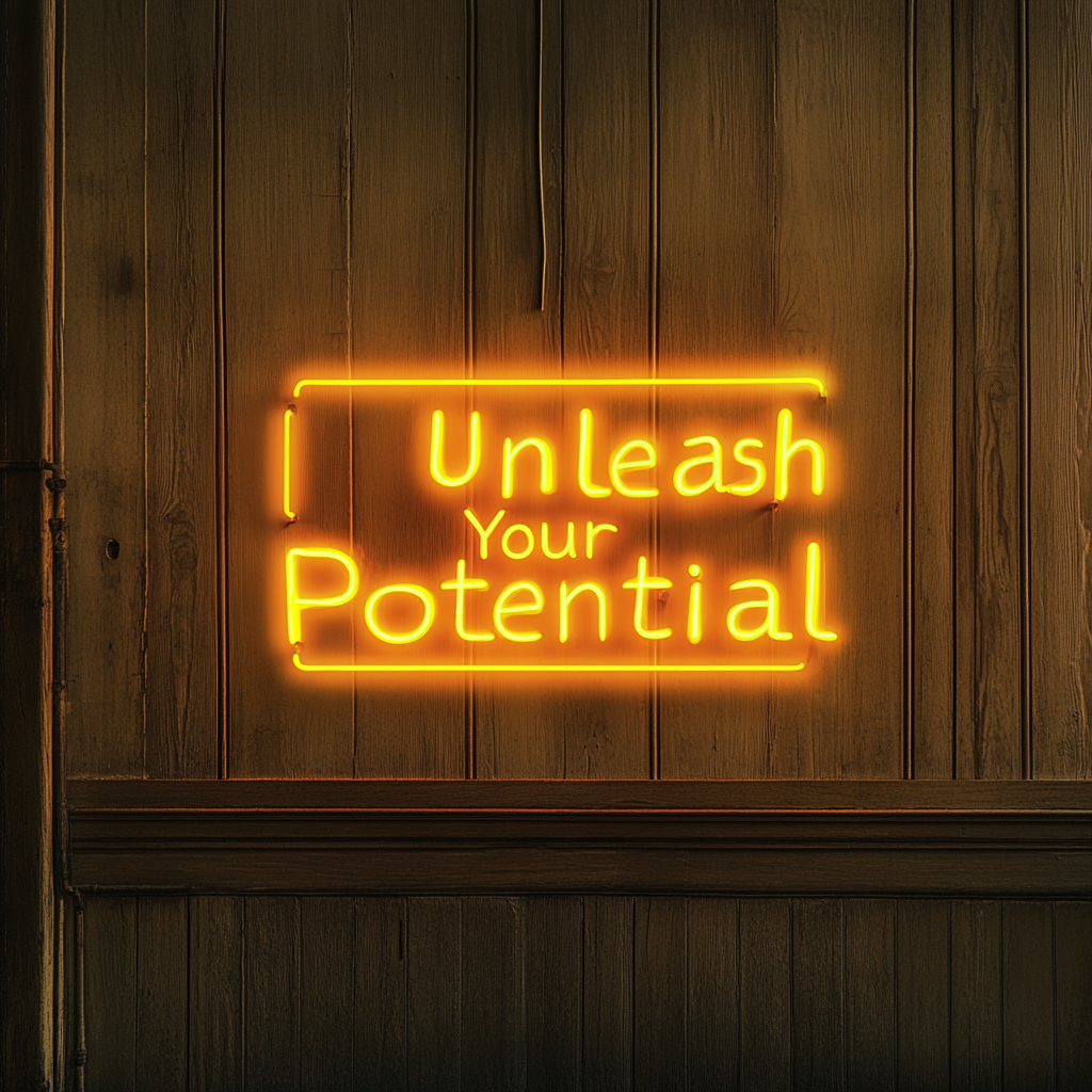 "Unleash Your Potential" - Yellow Neon Sign, 18 Inches