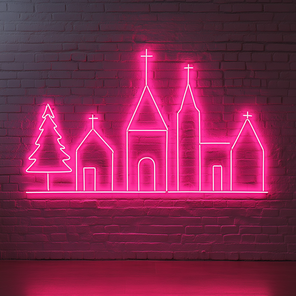 Village - Pink Neon Sign, 18 Inches