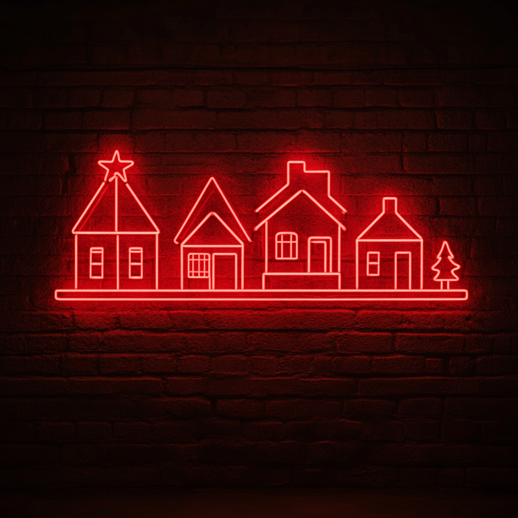 Village - Red Neon Sign, 18 Inches