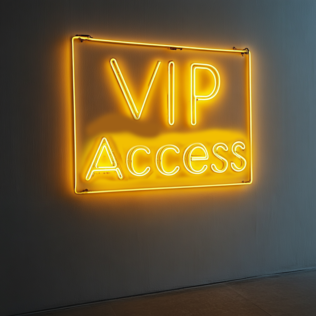 "VIP Access" - Yellow Neon Sign, 18 Inches