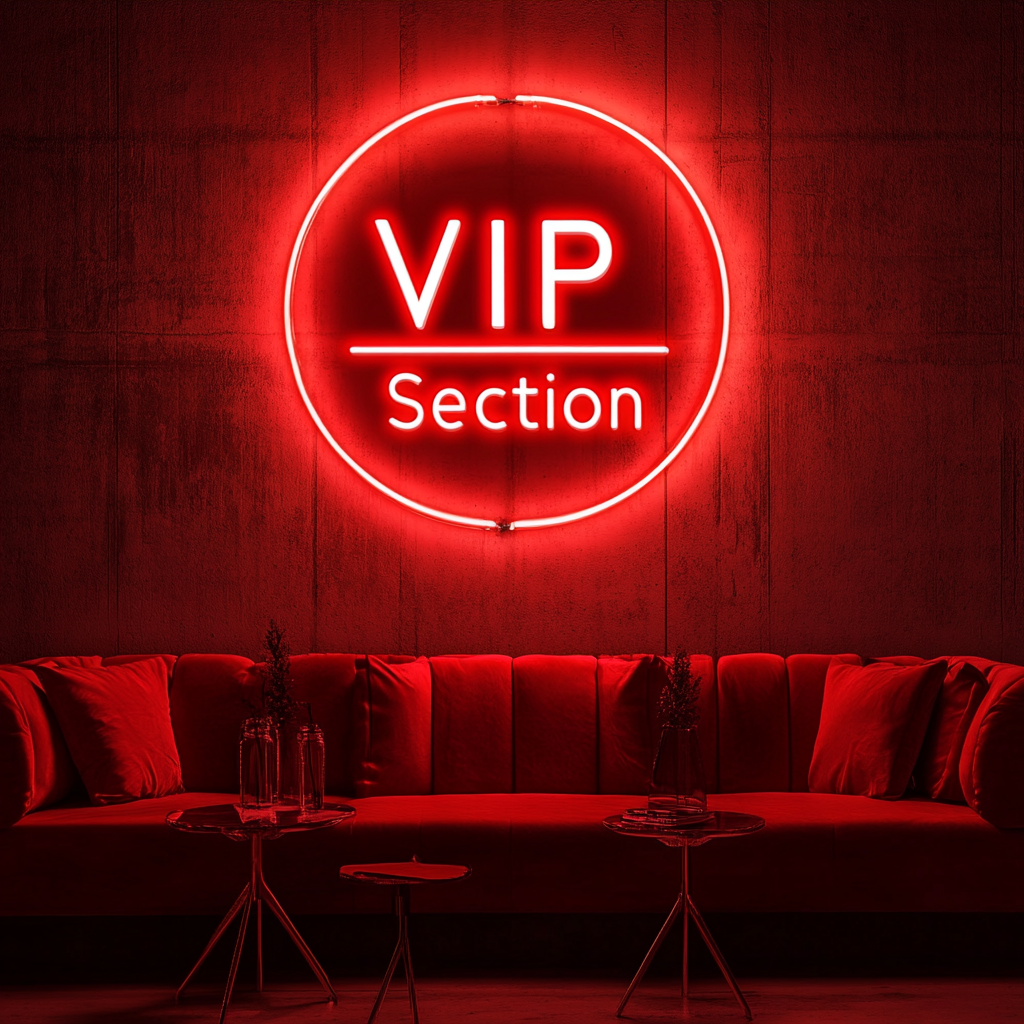 "VIP Section" - Red Neon Sign, 18 Inches