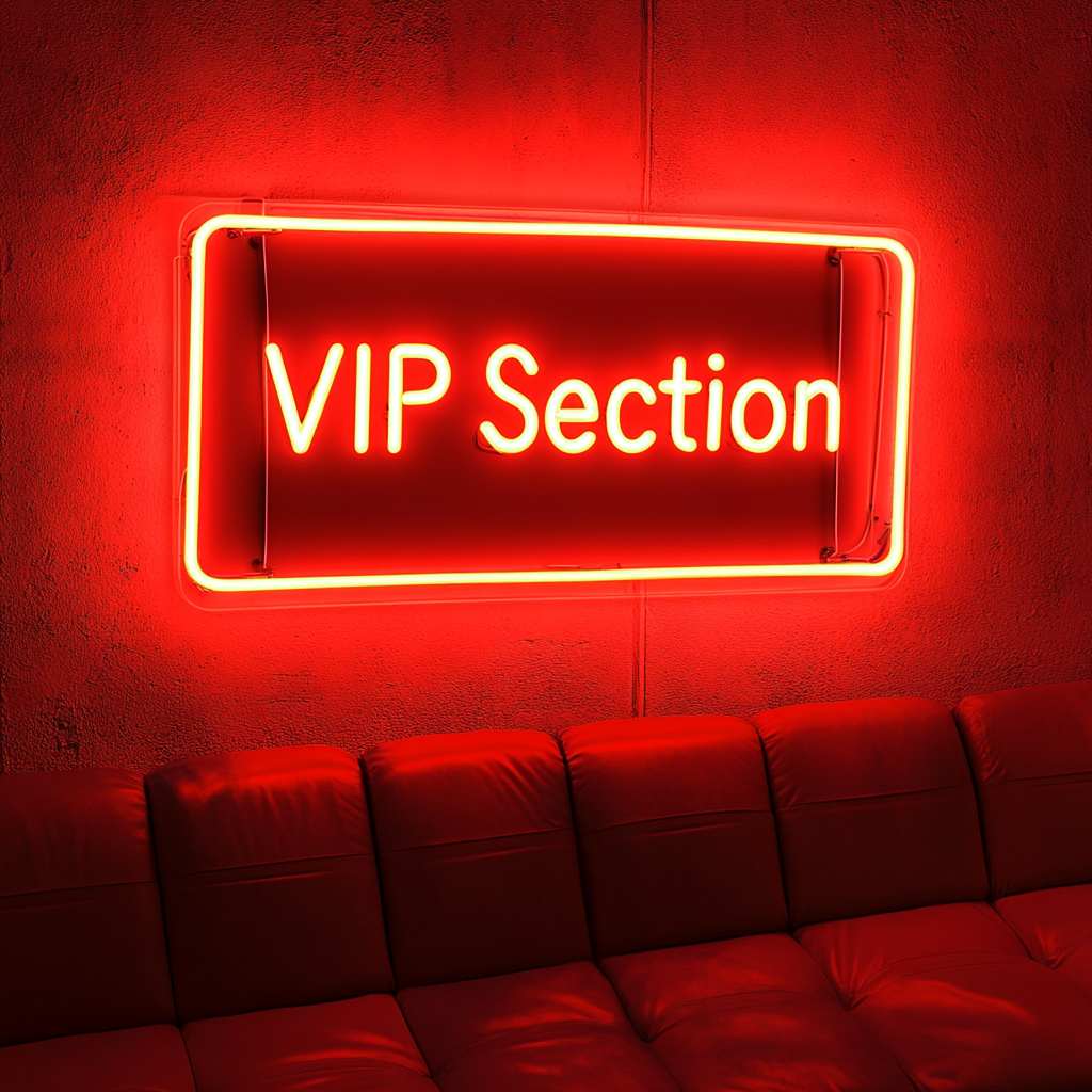 "VIP Section" - Red Neon Sign, 18 Inches