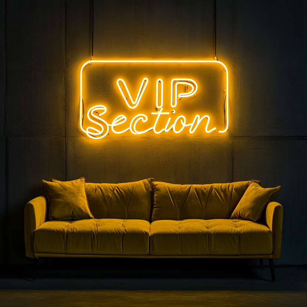 "VIP Section" - Yellow Neon Sign, 18 Inches