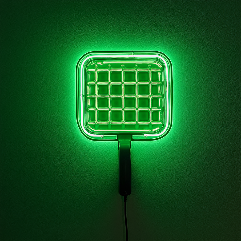 Waffle Iron - Green Neon Sign, 18 Inches