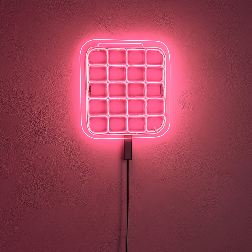 Waffle Iron - Pink Neon Sign, 18 Inches