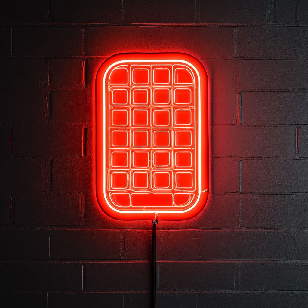 Waffle Iron - Red Neon Sign, 18 Inches