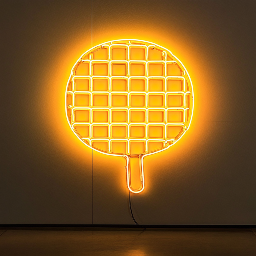 Waffle Iron - Yellow Neon Sign, 18 Inches