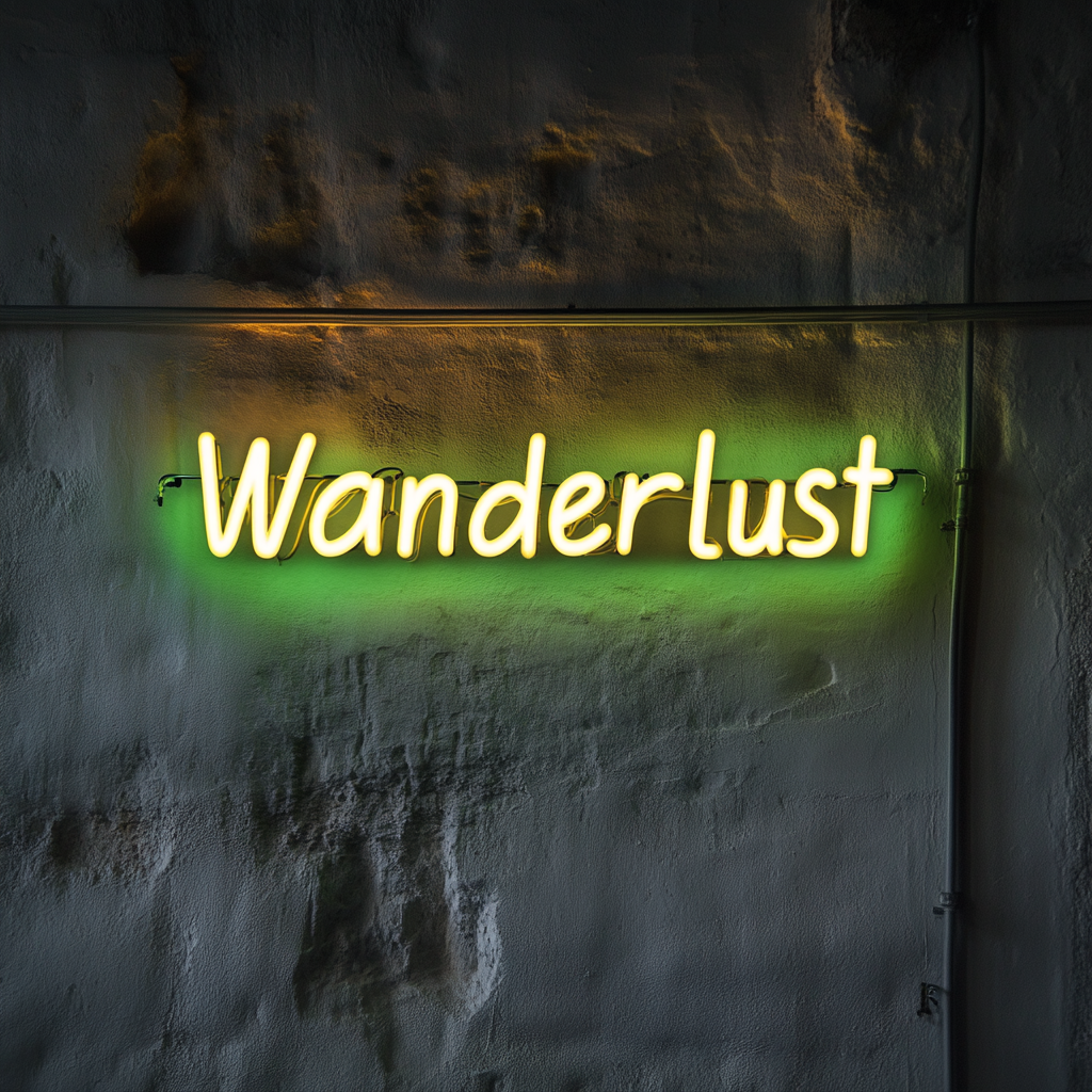 Wanderlust - Green Neon Sign, 24 Inches
