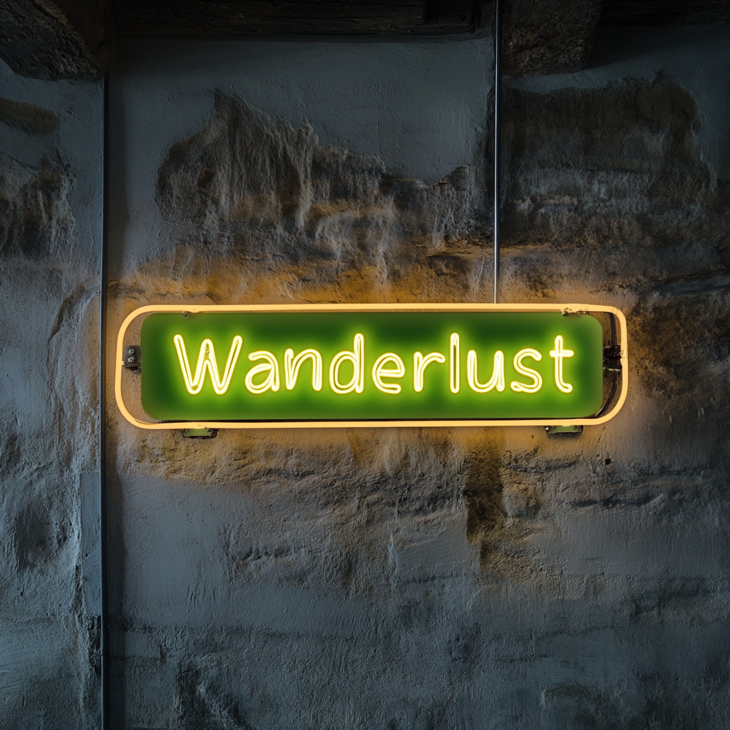 Wanderlust - Green Neon Sign, 24 Inches