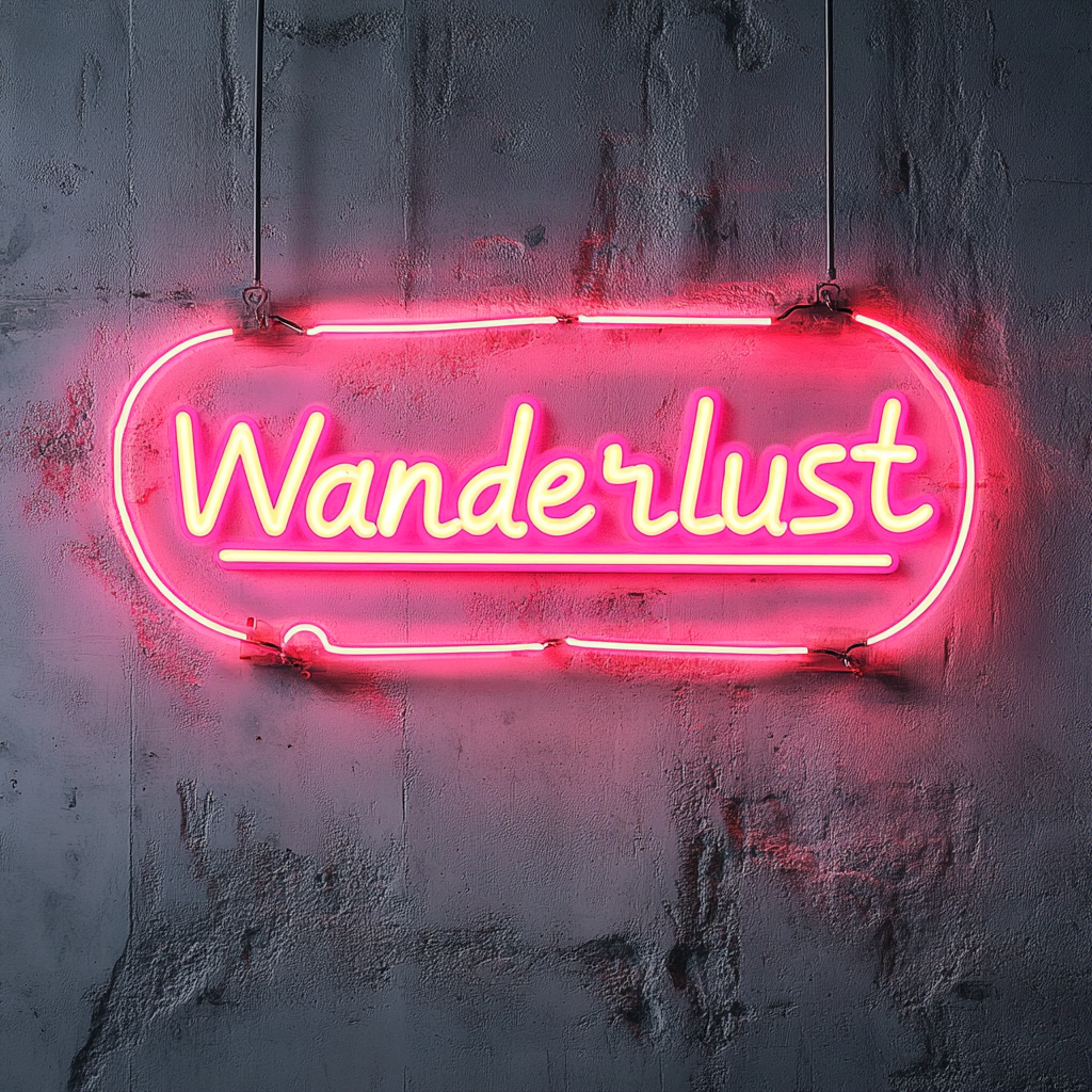 Wanderlust - Pink Neon Sign, 24 Inches