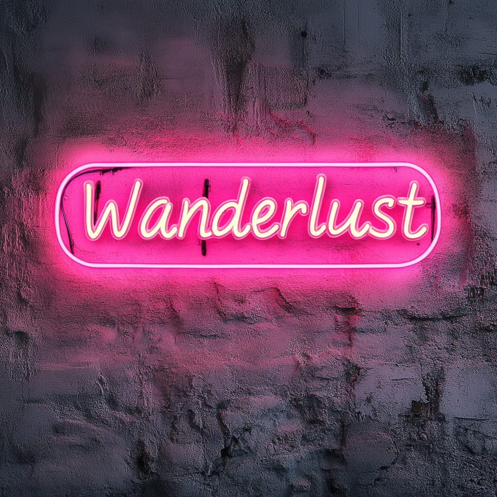 Wanderlust - Pink Neon Sign, 18 Inches