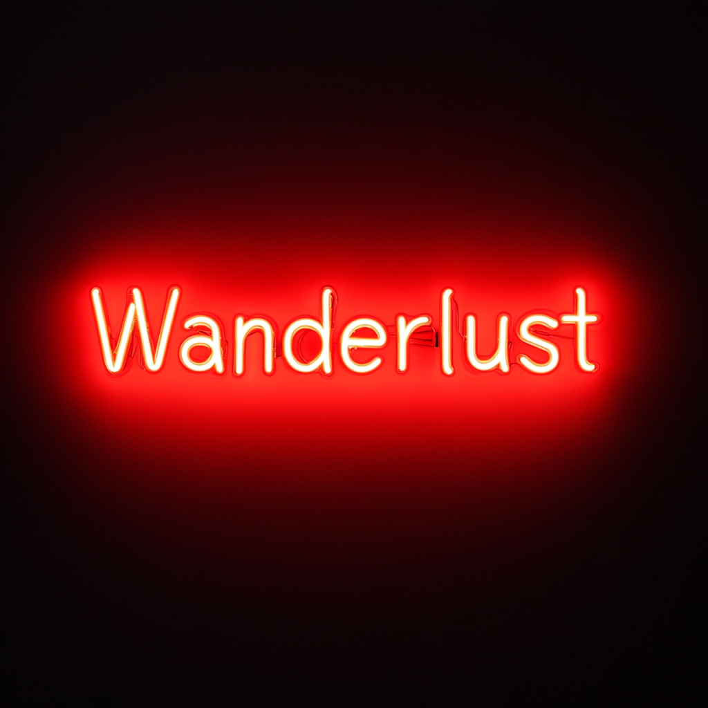Wanderlust - Red Neon Sign, 18 Inches