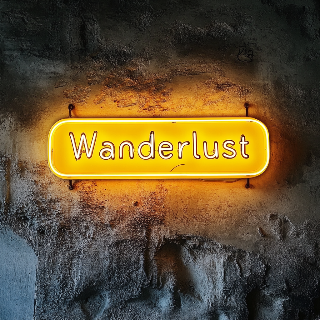 Wanderlust - Yellow Neon Sign, 18 Inches