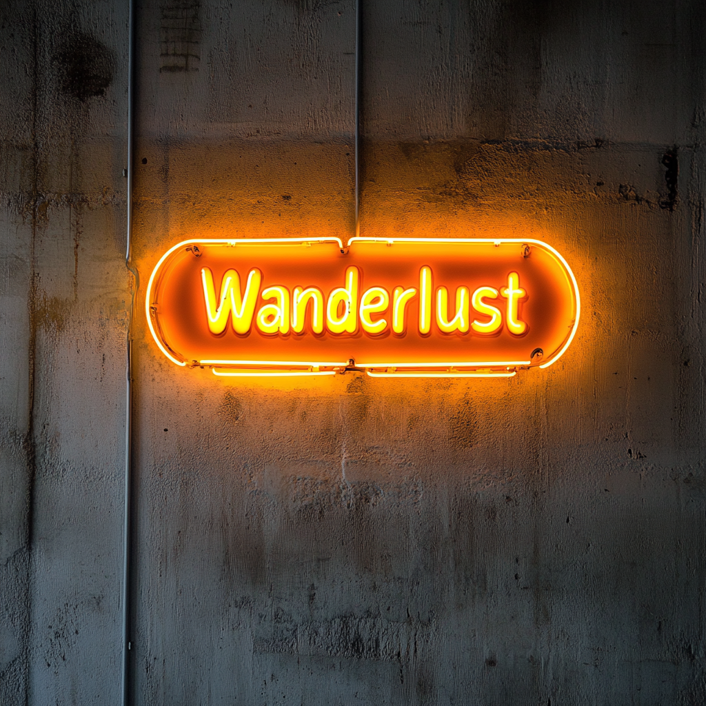 Wanderlust - Yellow Neon Sign, 24 Inches