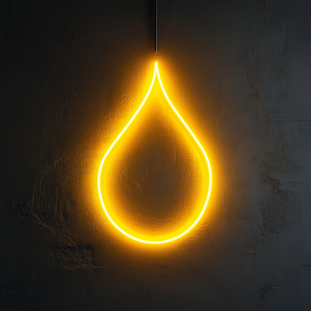 Water Droplet - Yellow Neon Sign, 24 Inches