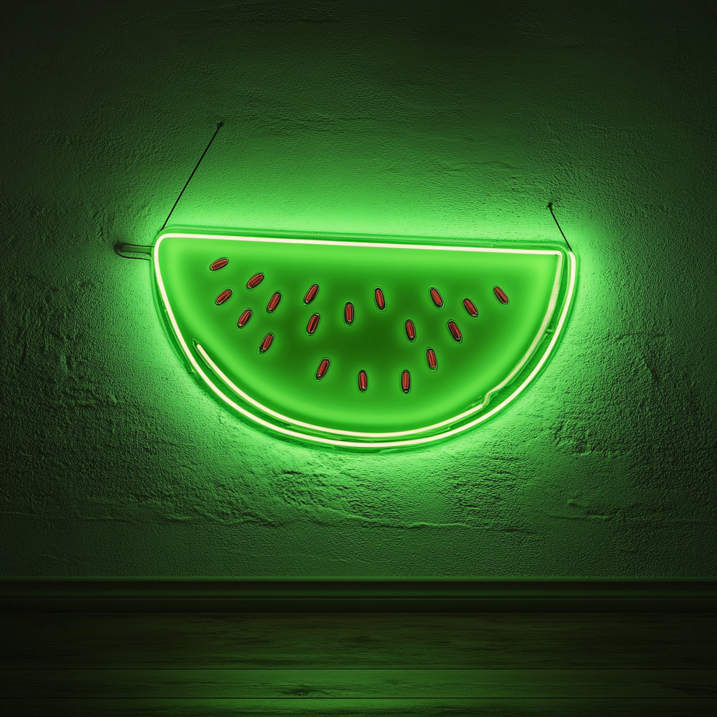Watermelon Slice - Green Neon Sign, 18 Inches