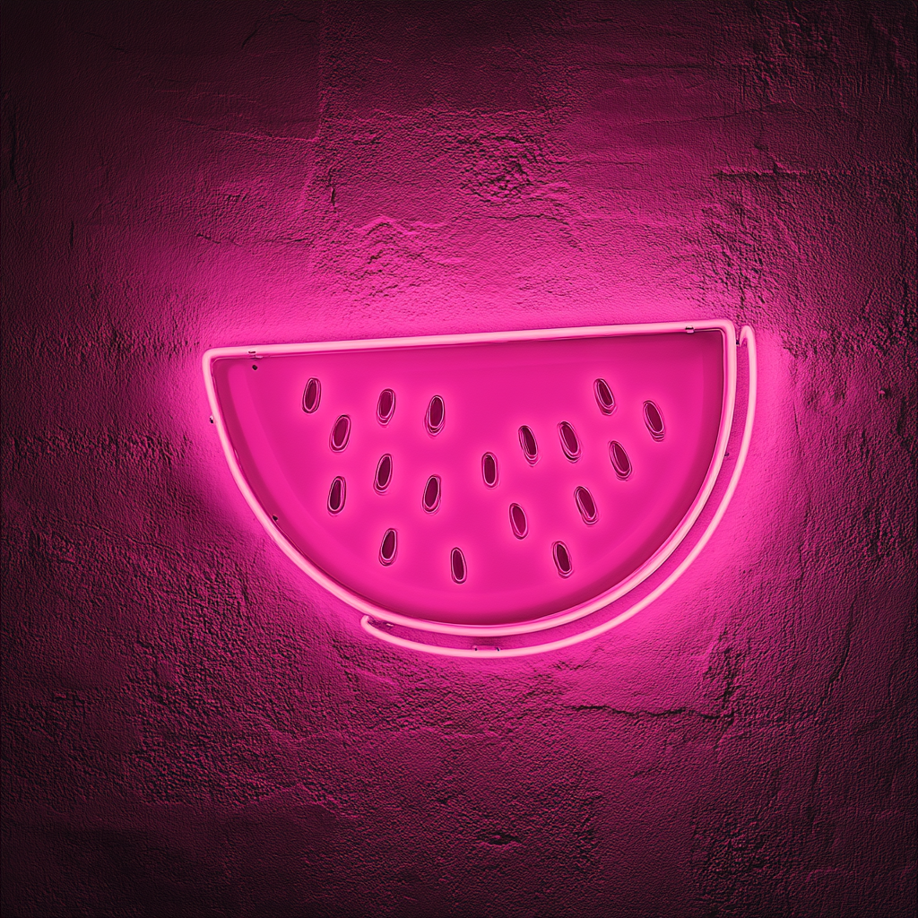 Watermelon Slice with Seeds - Pink Neon Sign, 18 Inches