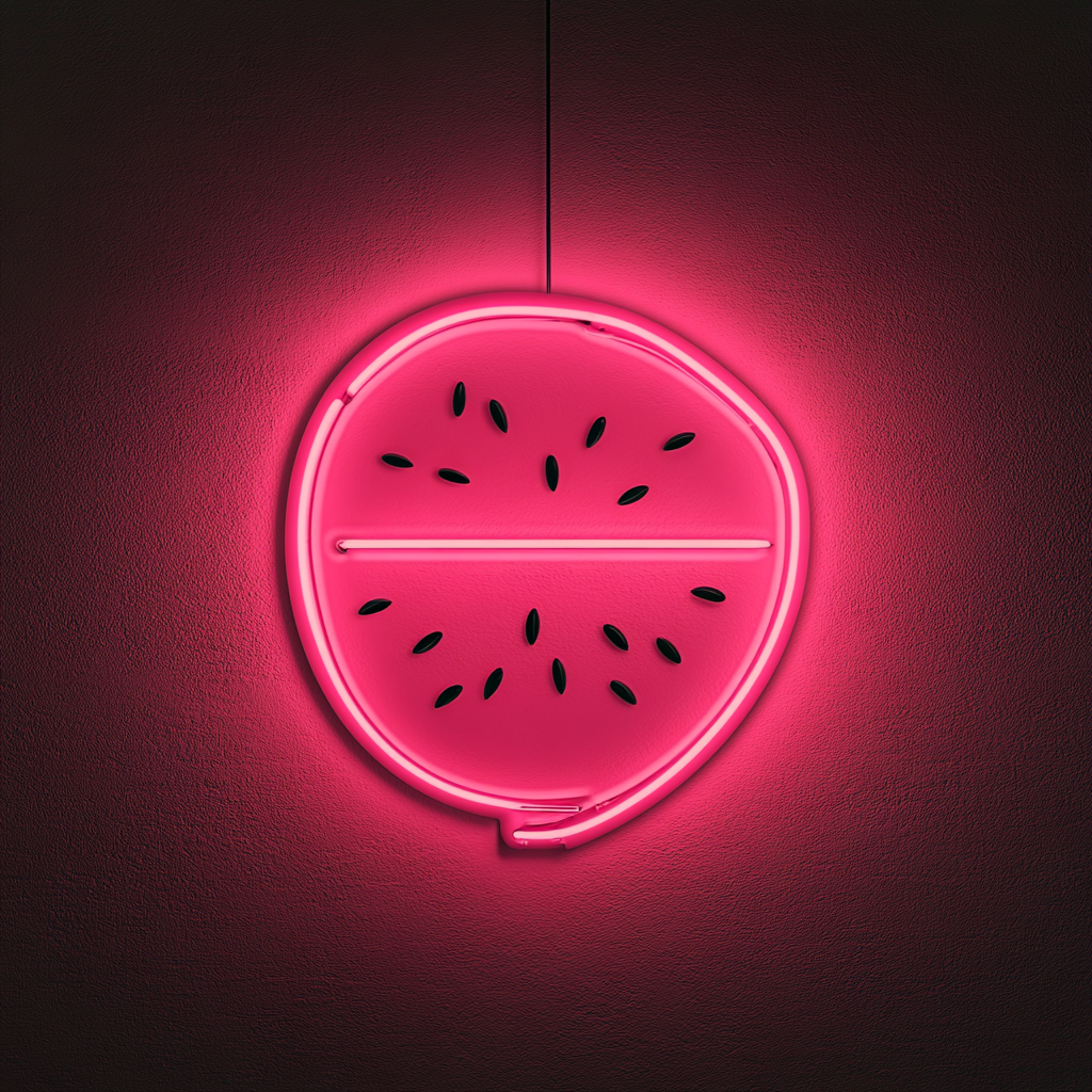 Watermelon Slice with Seeds - Pink Neon Sign, 18 Inches