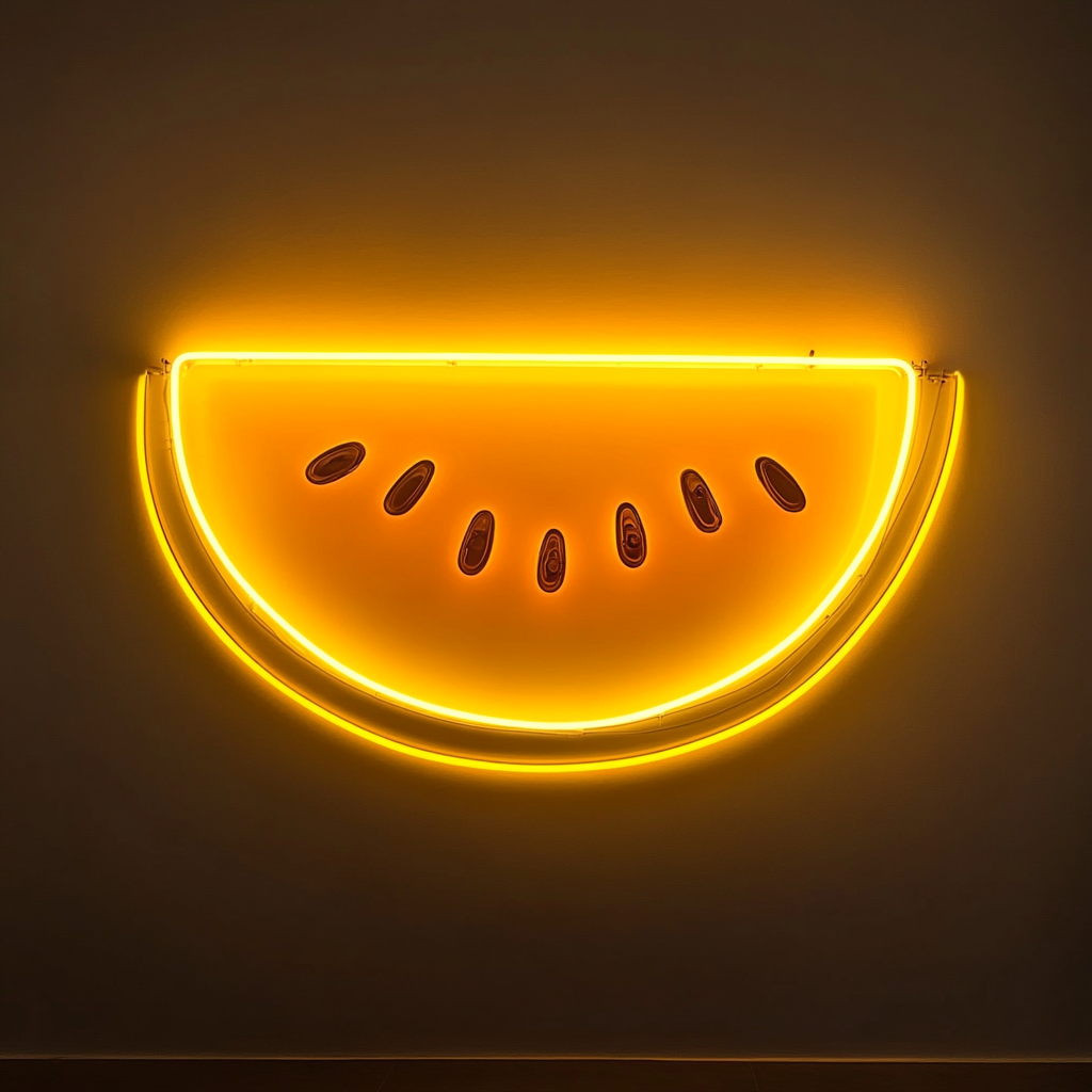 Watermelon Slice with Seeds - Yellow Neon Sign, 24 Inches