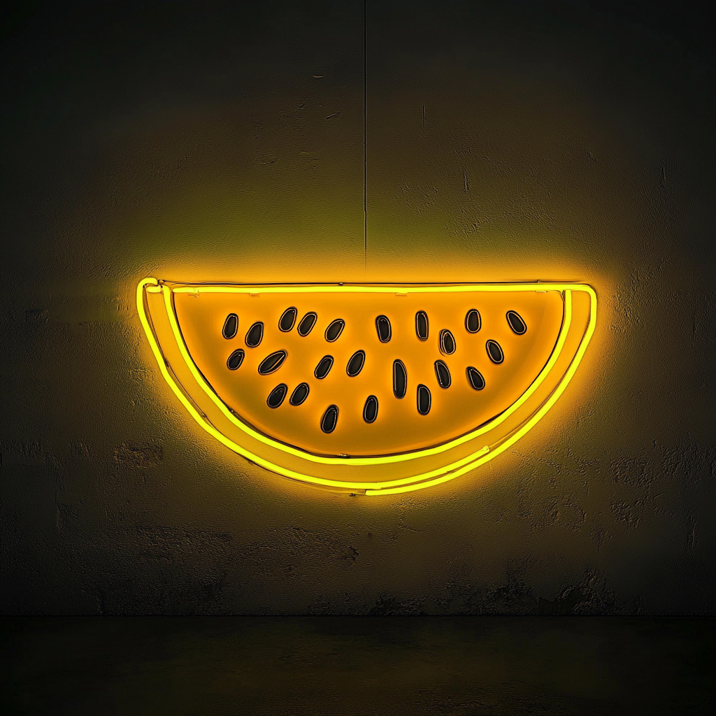 Watermelon Slice with Seeds - Yellow Neon Sign, 24 Inches