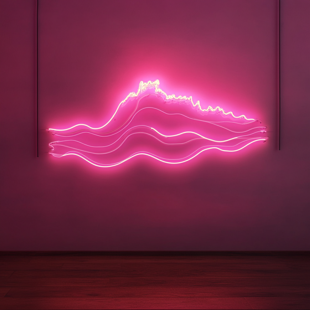 Wavy Ocean - Pink Neon Sign, 24 Inches