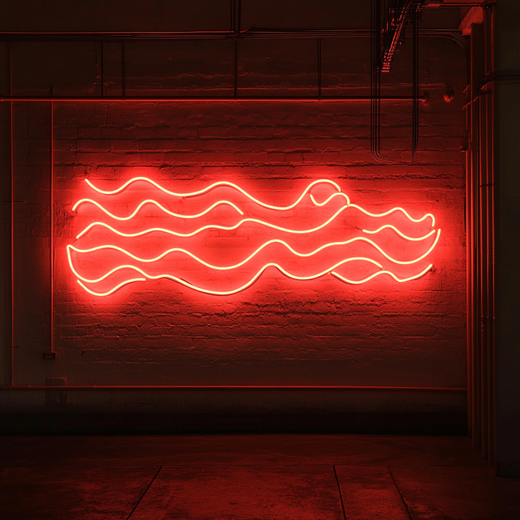 Wavy Ocean - Red Neon Sign, 24 Inches