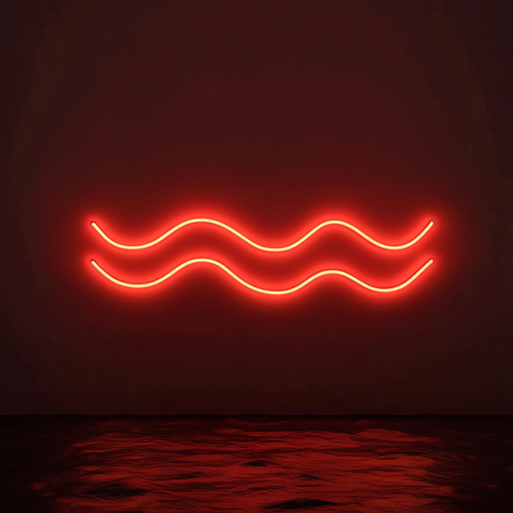 Wavy Ocean - Red Neon Sign, 24 Inches