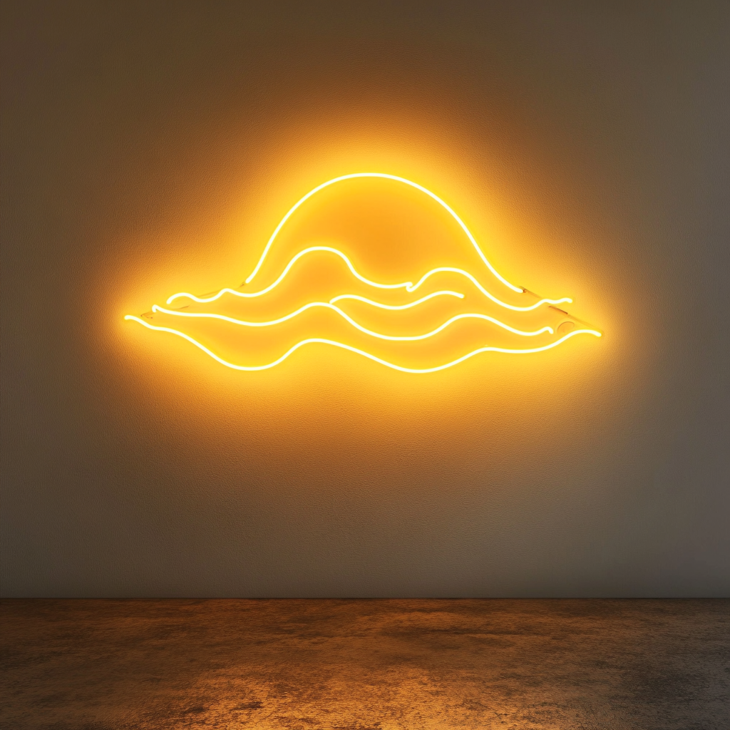 Wavy Ocean - Yellow Neon Sign, 24 Inches