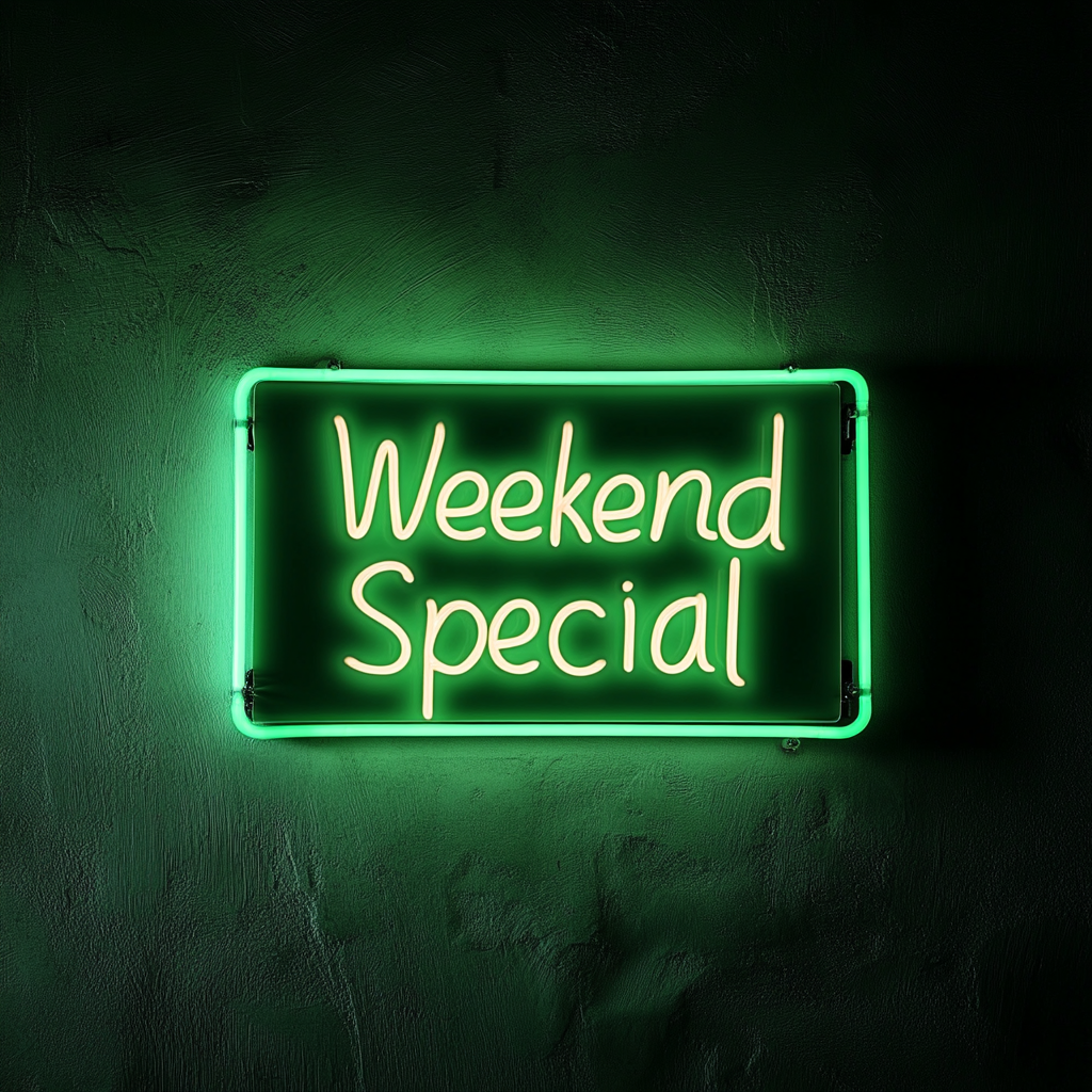 "Weekend Special" - Green Neon Sign, 18 Inches